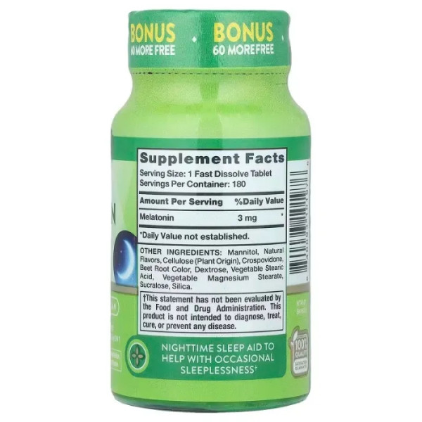 Мелатонін, Melatonin, Nature's Truth, смак ягід, 3 мг, 180 швидко розчинних таблеток