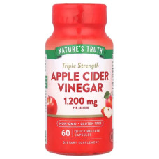 Яблучний оцет 1200 мг, потрійна сила, Nature's Truth Triple Strength Apple Cider Vinegar, 60 капсул швидкого вивільнення (600 мг на капсулу)