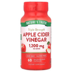 Яблучний оцет 1200 мг, потрійна сила, Nature's Truth Triple Strength Apple Cider Vinegar, 60 капсул швидкого вивільнення (600 мг на капсулу)