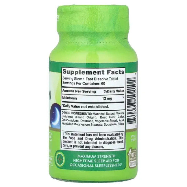 Мелатонін для сну, Sleep Melatonin, Nature's Truth, смак ягід, 12 мг, 60 швидкорозчинних таблеток