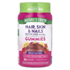 Волосся шкіра та нігті 2500 мкг, Hair Skin & Nails Nature's Truth, жувальні, натуральні фрукти, 80 жувальних таблеток