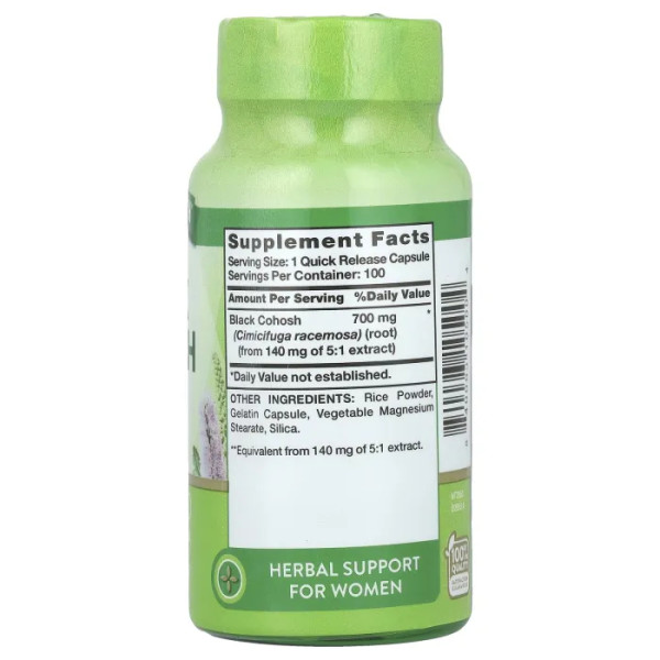 Клопогон кистевидний, Black Cohosh, Nature's Truth, 700 мг, 100 капсул швидкого вивільнення