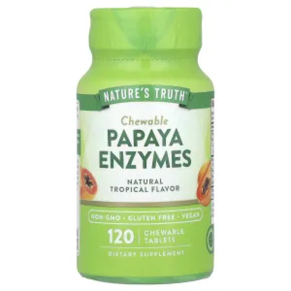 Травні ферменти папайї, Chewable Papaya Enzymes, Nature's Truth, смак тропік, 120 жувальних таблеток