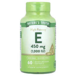 Вітамін E 450 мг (1000 МО), Nature's Truth Vitamin E, 60 гелевих капсул швидкого вивільнення