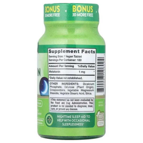 Мелатонін для сну, Sleep Melatonin, Nature's Truth, 1 мг, 180 таблеток