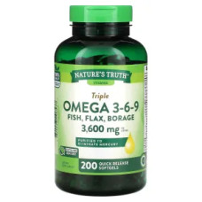 Омега 3-6-9 3600 мг, Triple Omega 3-6-9 Nature's Truth, 200 гелевых капсул быстрого высвобождения