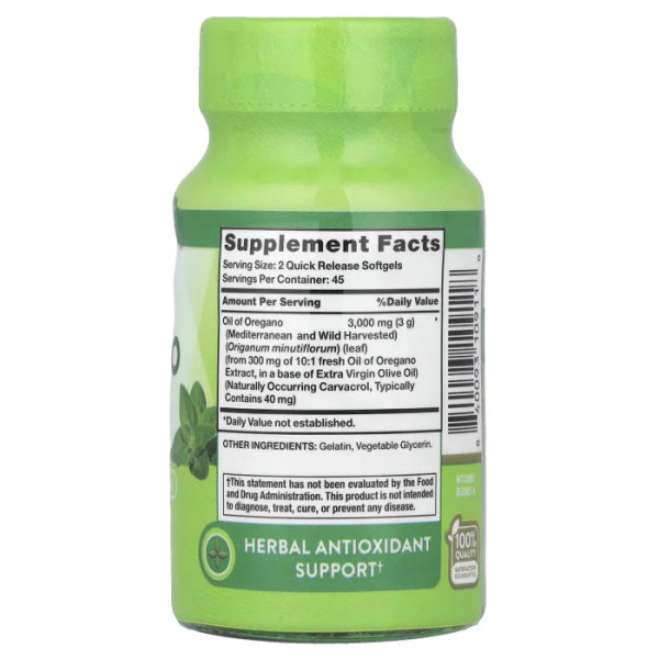 Олія орегано, Oil Of Oregano, Nature's Truth, 90 гелевих капсул швидкого вивільнення