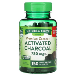 Активоване кокосове вугілля 780 мг, Nature's Truth Premium Coconut Activated Charcoal, 150 капсул швидкого вивільнення (260 мг на капсулу)