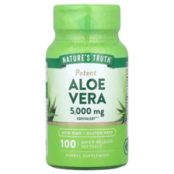 Алое віра 5000 мг, Aloe Vera Potent Nature's Truth, 100 гелевих капсул швидкого вивільнення