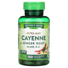Кайєнський перець з імбиром, Nature's Truth Ultra Max Cayenne Plus Ginger Root, 100 капсул швидкого вивільнення
