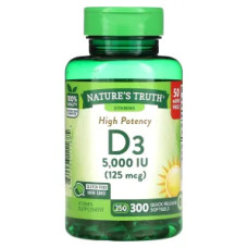 Витамин D3 125 мкг, Vitamin D3 Nature's Truth, высокая эффективность, 300 гелевых капсул быстрого высвобождения