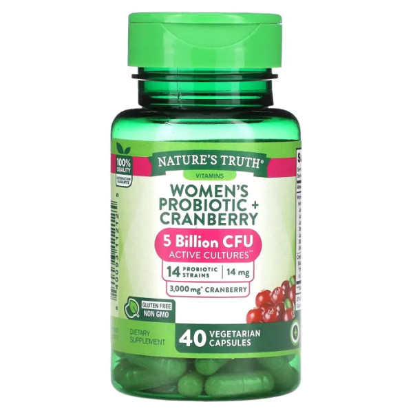 Пробіотики для жінок з журавлиною, Women's Probiotic + Cranberry, Nature's Truth, 40 вегетаріанських капсул