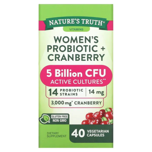 Пробіотики для жінок з журавлиною, Women's Probiotic + Cranberry, Nature's Truth, 40 вегетаріанських капсул