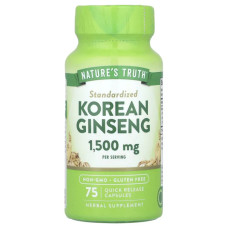 Корейский женьшень 1500 мг, Nature's Truth Korean Ginseng, 75 капсул быстрого высвобождения (500 мг на капсулу)