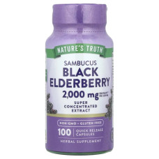 Чорна бузина 2000 мг, Sambucus Black Elderberry Nature's Truth, 100 капсул швидкого вивільнення (1000 мг на капсулу)