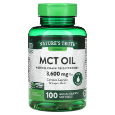 MCT олія 3600 мг, Nature's Truth Vitamins MCT Oil, 100 гелевих капсул швидкого вивільнення (1200 мг у капсулі)