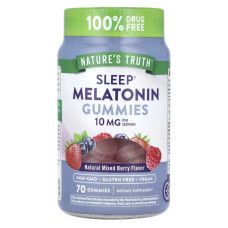 Мелатонин 10 мг жевательные, Nature's Truth Melatonin Gummies Sleep, вкус ягодное ассорти 70 мармеладок (5 мг в мармеладке)