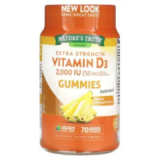 Витамин D3 50 мкг, Vitamin D3 Nature's Truth, вкус ананас, 70 вегетарианских жевательных конфет