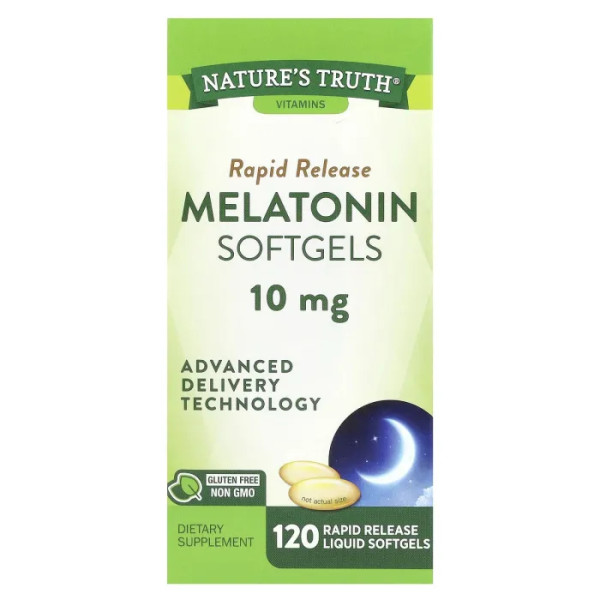Мелатонін, Melatonin, Nature's Truth, 10 мг, 120 гелевих капсул швидкого вивільнення