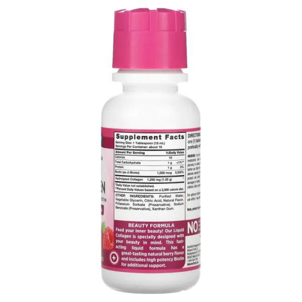 Колаген, Liquid Collagen, Nature's Truth, з амінокислотним білком та біотином, смак ягід, 237 мл