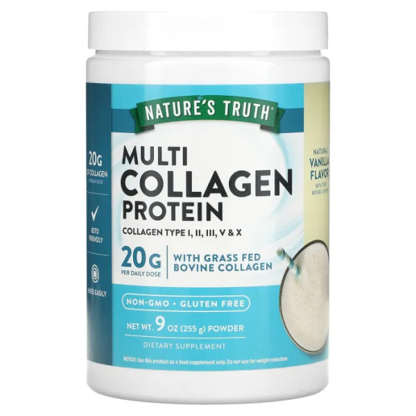 Колагеновий протеїн, Multi Collagen Protein, Nature's Truth, смак ванілі, 255 г