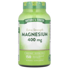 Магний 400 мг экстра сила, Nature's Truth Magnesium, 150 гелевых капсул быстрого высвобождения