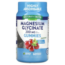 Магний глицинат 200 мг жевательные, Nature's Truth Magnesium Glycinate Gummies, вкус виноград 60 веганских жевательных конфет (100 мг в конфете)