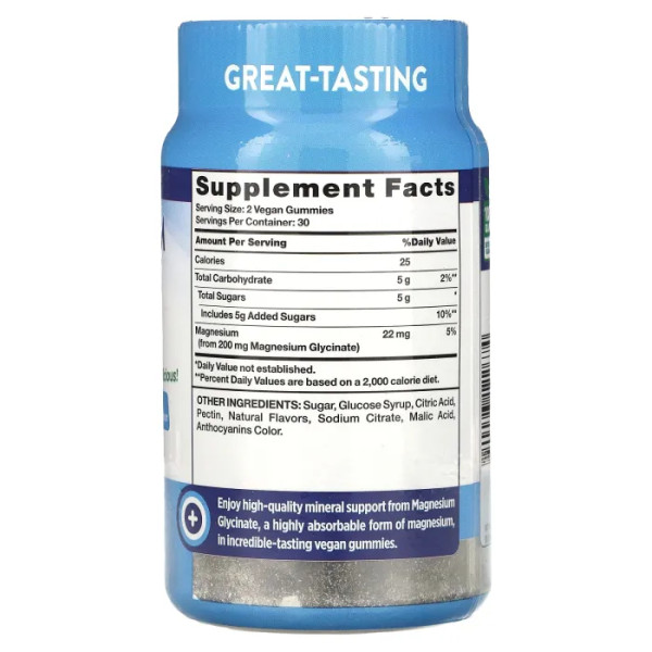 Магній гліцинат, Magnesium Glycinate Gummies, Nature's Truth, смак винограду, 200 мг, 60 веганських жувальних цукерок (100 мг на жувальну цукерку)