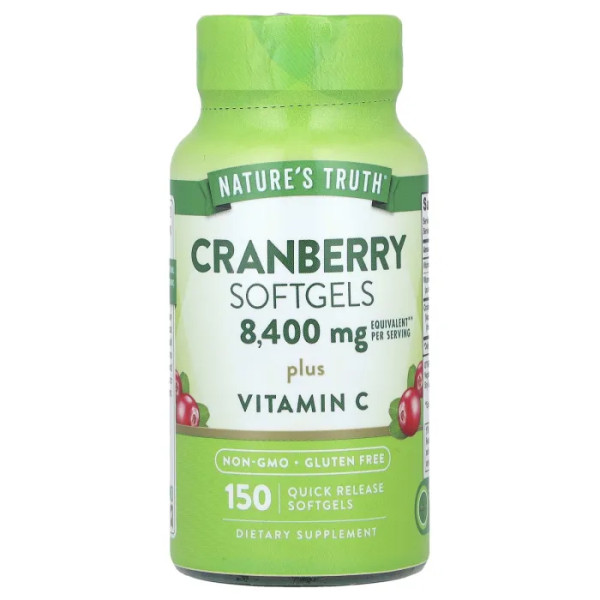 Журавлина та вітамін С, Cranberry Softgels Nature's Truth, 150 гелевих капсул швидкого вивільнення