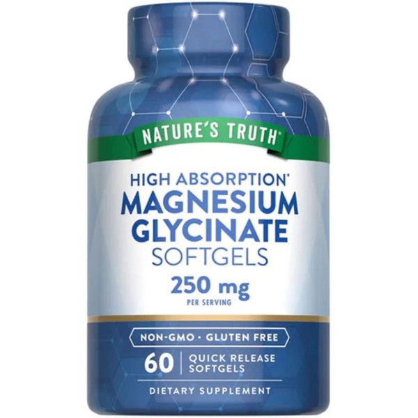 Магній гліцинат, Magnesium Glycinate (Mag Set), Nature's Truth, з високим ступенем засвоєння, 250 мг, 60 гелевих капсул