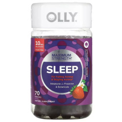 Жувальні для сну 5 мг без цукру, смак полуничний захід сонця, OLLY Sleep Gummies, 70 жувальних цукерок