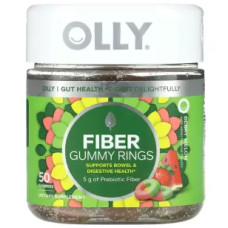 Підтримка травлення та здоров'я кишечника, жувальні кільця, смак ягідна диня, Fiber Gummy Rings OLLY, 50 жувальних цукерок