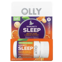 Спокойный сон и поддержка иммунитета, вкус успокаивающий цитрусовый, Immunity Sleep OLLY, с мелатонином и витамином C, 30 таблеток