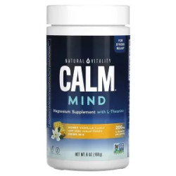 Магній з L-теаніном, Magnesium Supplement with L-Theanine Drink Mix Natural Vitality, смак мед та ваніль, 168 г