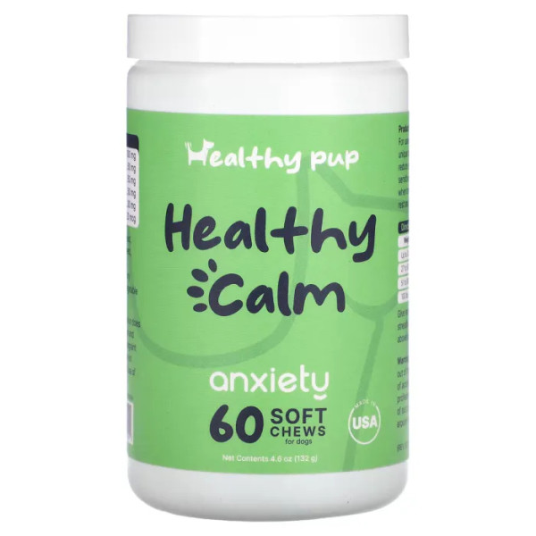 Заспокійливе для собак, Healthy Calm, Anxiety, For Dogs, Healthy Pup, курка та бекон, 60 жувальних таблеток, 132 г