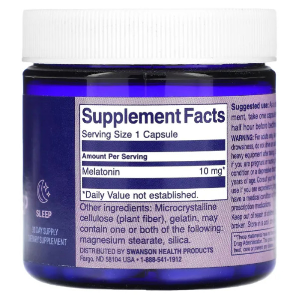 Мелатонін, Complete Sleep Makeover, Swanson WIO, 10 мг, 30 капсул