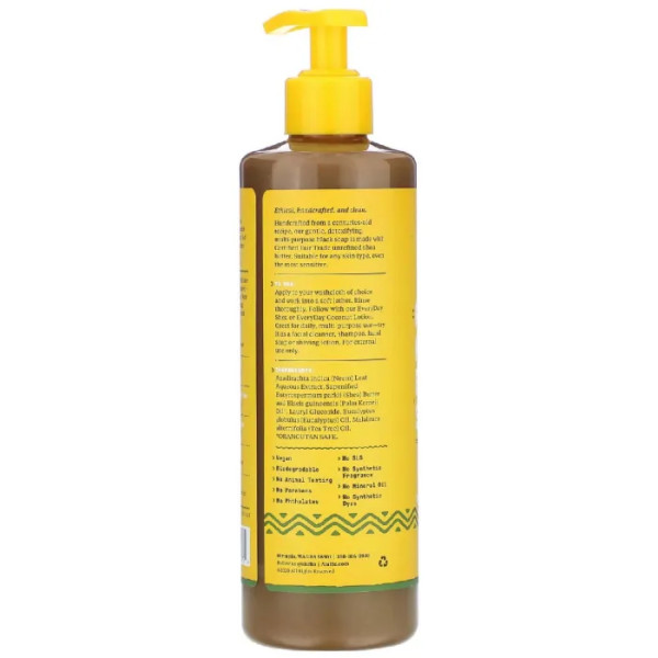 Африканське чорне мило, евкаліптове чайне дерево, African Black Soap, Alaffia, 475 мл