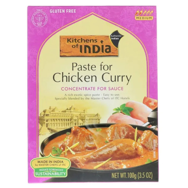 Паста для приготування курчати, Paste for Chicken Curry, Kitchens of India, концентрат для соусу, середній, 100 г