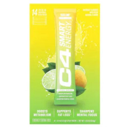 Энергетический напиток, C4 Smart Energy Drink Mix Cellucor, вкус лайм, 14 стиков по 3,9 г