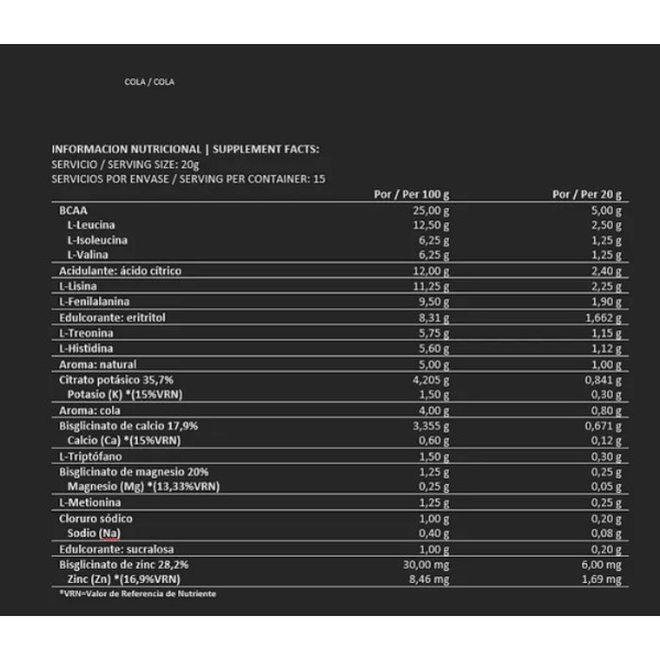 ЕАА (незамінні амінокислоти) з електролітами, EAA+Electrolytes, BigMan, зі смаком коли, порошок, 300 г