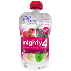 Дитяче пюре шпинат вишня квасоля, Might 4 Tots Essential Nutrition Blend Plum Organics, 113 г
