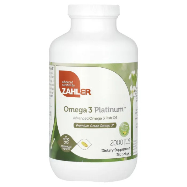 Омега-3 риб'ячий жир, Omega 3 Fish Oil, Zahler, 2000 мг, 360 гелевих капсул (1000 мг на гелеву капсулу)