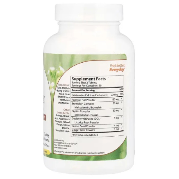 Протикислотна та травна допомога, Fruit-Based Enzymes+, Zahler, фруктові ферменти, 100 жувальних таблеток