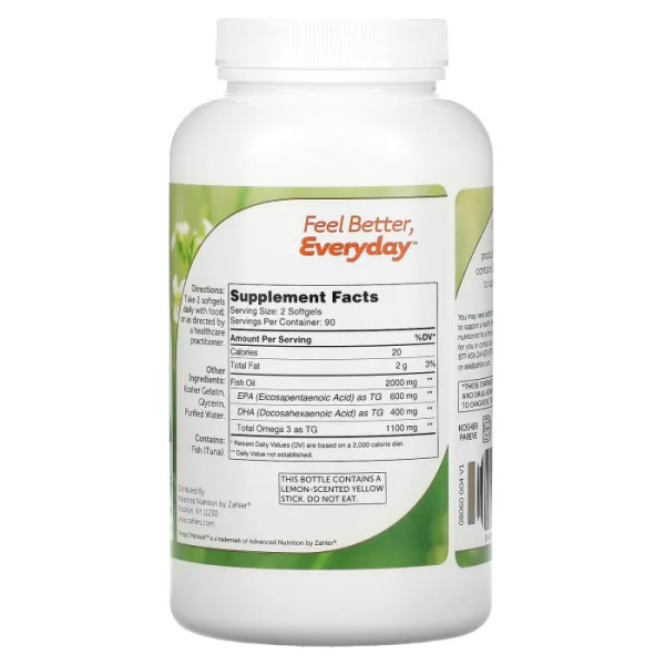 Омега-3 рыбий жир, Omega 3 Platinum, Zahler, 1000 мг, 180 гелевых капсул