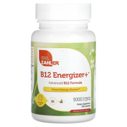 Витамин B12 5000 мкг, усиленная формула, вкус вишни, Zahler B12 Energizer+, 120 леденцов
