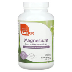 Магний цитрат биоактивный 200 мг, Zahler Magnesium, 250 капсул