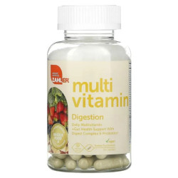 Ежедневные мультивитамины с поддержкой пищеварения, Zahler Digestion Daily Multivitamin, с ферментами и пробиотиками, 60 капсул