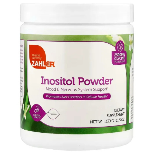 Інозитол + гліцин, Inositol Powder, Zahler, порошок, 330 г