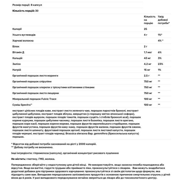 Суперфуд на рослинній основі, Core Greens, Zahler, 240 капсул