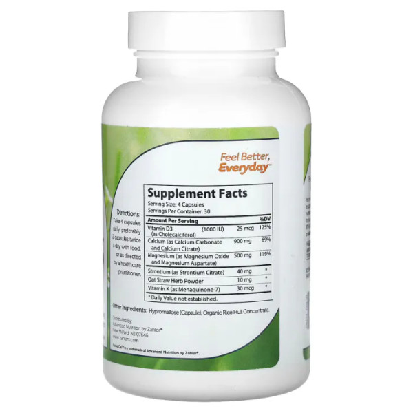 Кальцій, магній, D3 та К, комплексна формула Сила кальцію, PowerCal, Zahler, 120 капсул